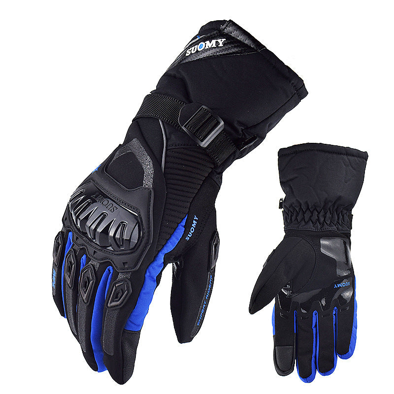 Eprolo waterproof motorcycle winter gloves with touch-screen fingertips, thick long hand guards, windproof and anti-fall protection