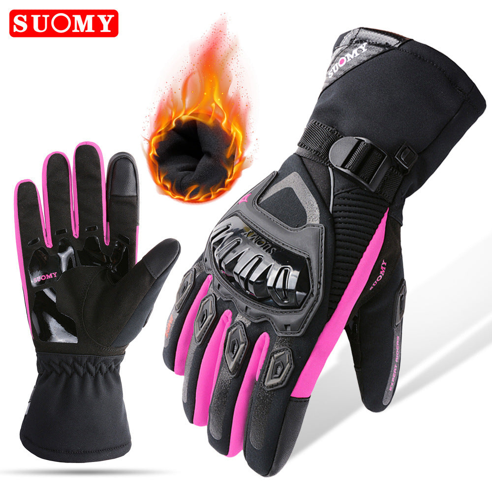 Eprolo waterproof winter motorcycle gloves with touch-screen fingertips, thick long hand guards, windproof and anti-fall design.