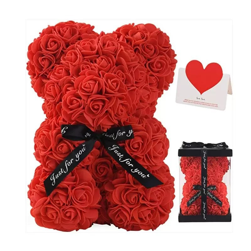 Eprolo Mother's Day gift featuring a 25cm foam flower bear with PE roses in a PVC gift box, ideal for Valentine's Day.