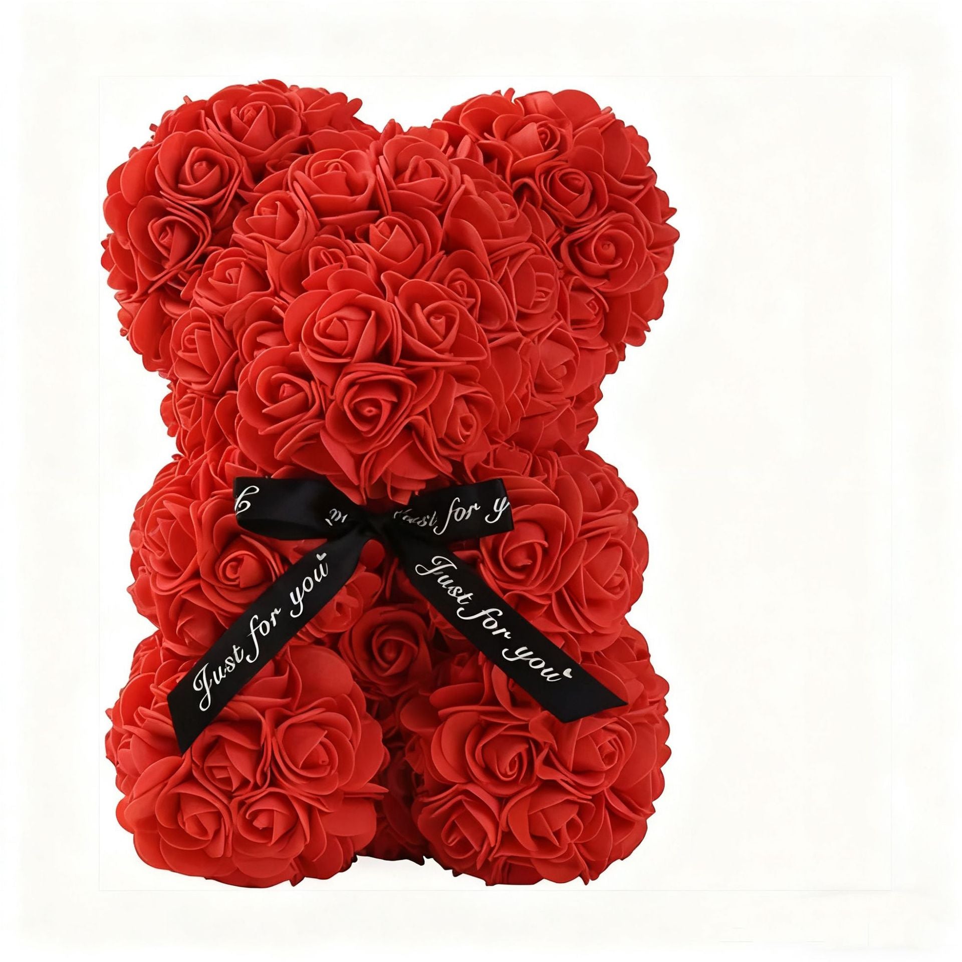 Eprolo foam flower bear gift box with pink PVC rose flower, perfect for Mother's Day or Valentine's Day celebrations.