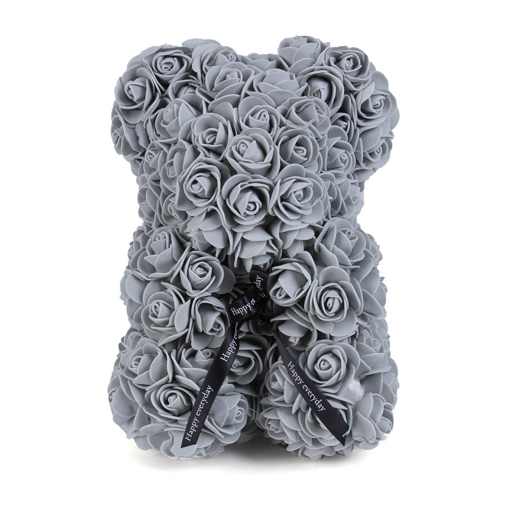 Eprolo foam flower bear with PE rose flowers in a PVC gift box, perfect for Mother's Day and Valentine's Day gifts.