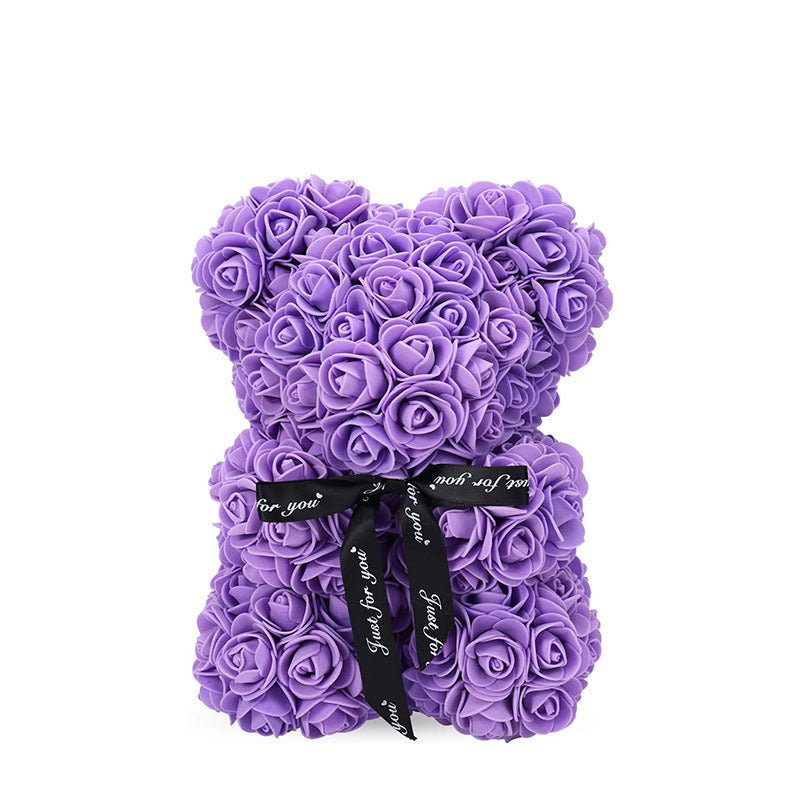 Eprolo foam flower bear with PE rose flowers in a PVC gift box, perfect for Mother's Day or Valentine's Day celebrations.