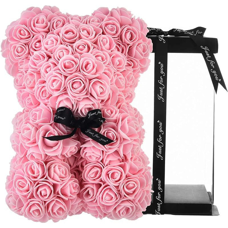 Foam flower bear with PE rose flowers in a gift box, ideal for Mother's Day or Valentine's Day, by eprolo.