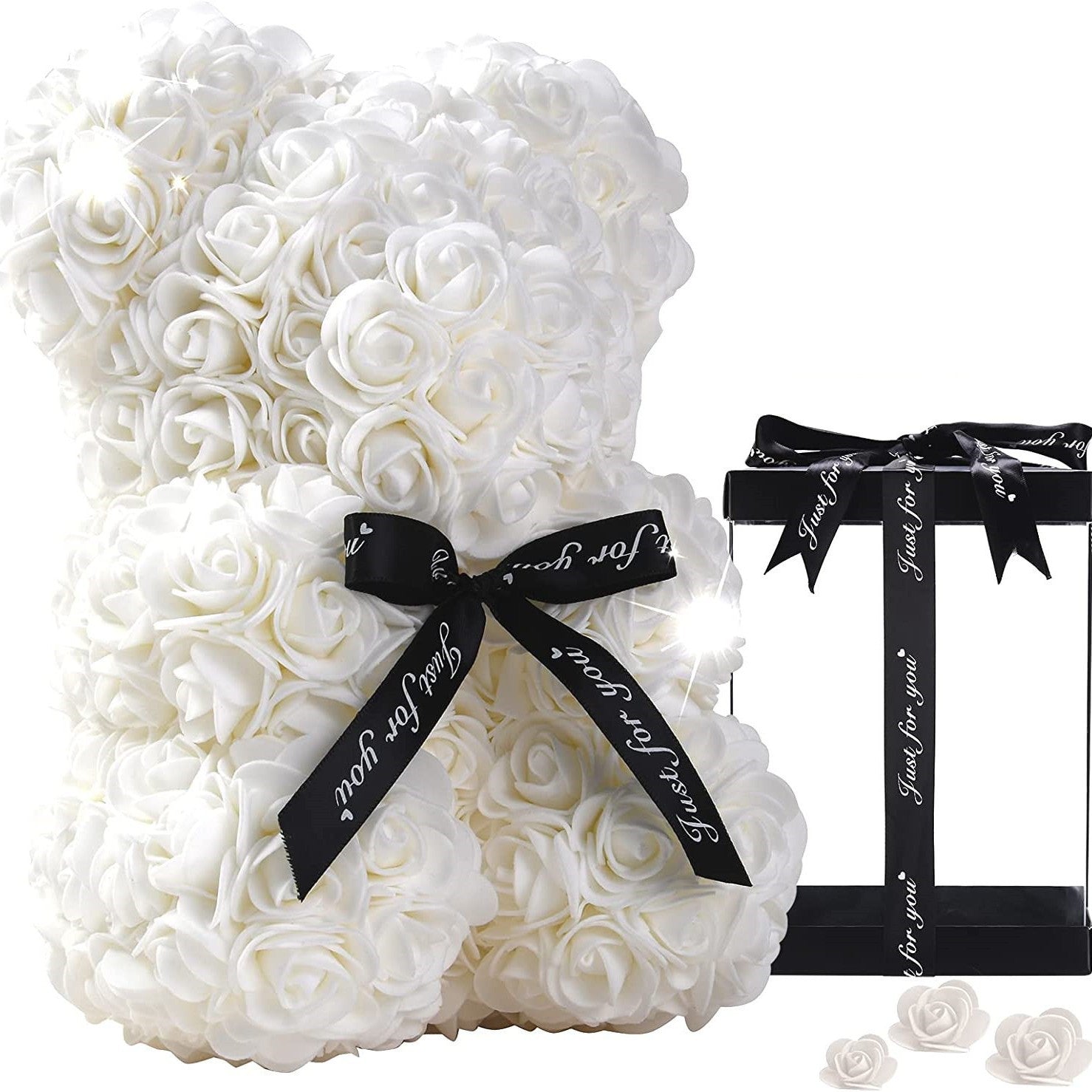 Eprolo Mother's Day gift with 25cm foam flower bear and PE rose flower in a PVC gift box, perfect for Valentine's Day.
