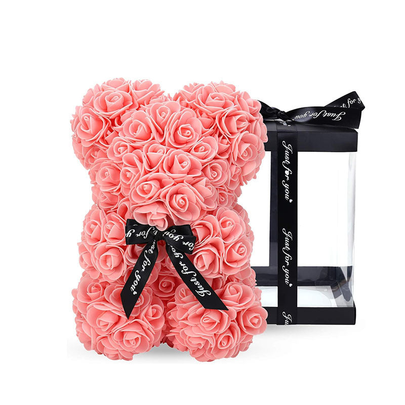Eprolo Mother's Day gift featuring a 25cm foam flower bear with PE rose flowers in a PVC gift box, perfect for Valentine's Day.