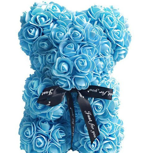 Eprolo foam flower bear with PE rose flowers in a gift box, ideal Mother's Day or Valentine's Day gift, 25cm cross-border bestseller