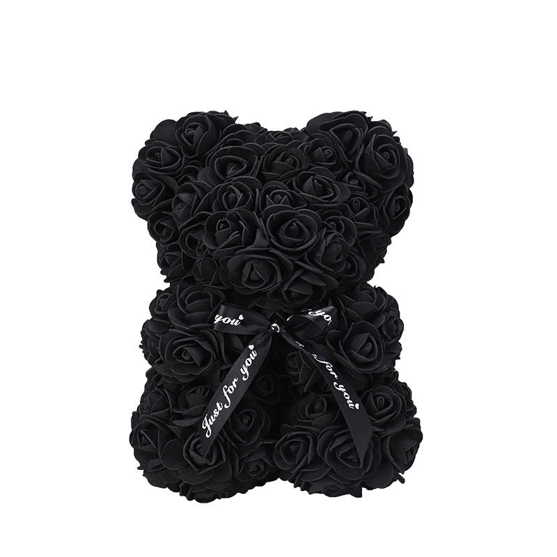 Foam flower bear with PE rose flowers in a PVC gift box, ideal for Mother's Day or Valentine's Day, by eprolo.