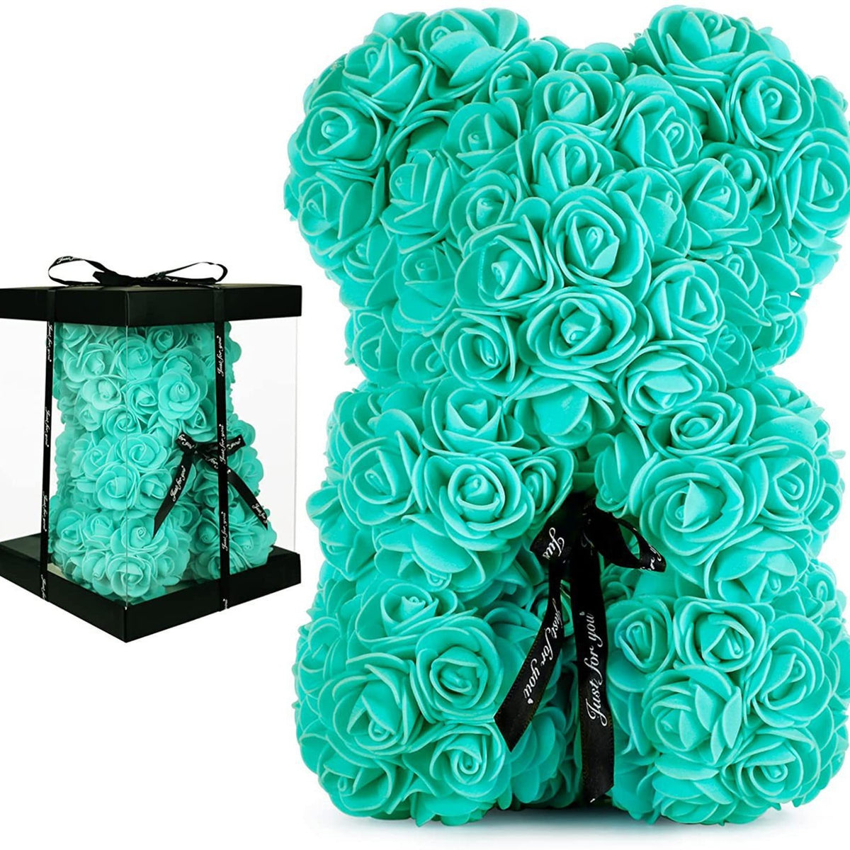 Eprolo foam flower bear with pink PE rose flowers in a gift box, perfect for Mother’s Day or Valentine's Day celebrations.