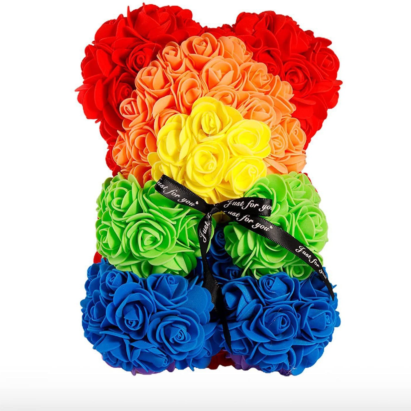 Eprolo Mother's Day gift with 25cm foam flower bear and PE rose flower, in a PVC gift box, perfect for Valentine's Day.
