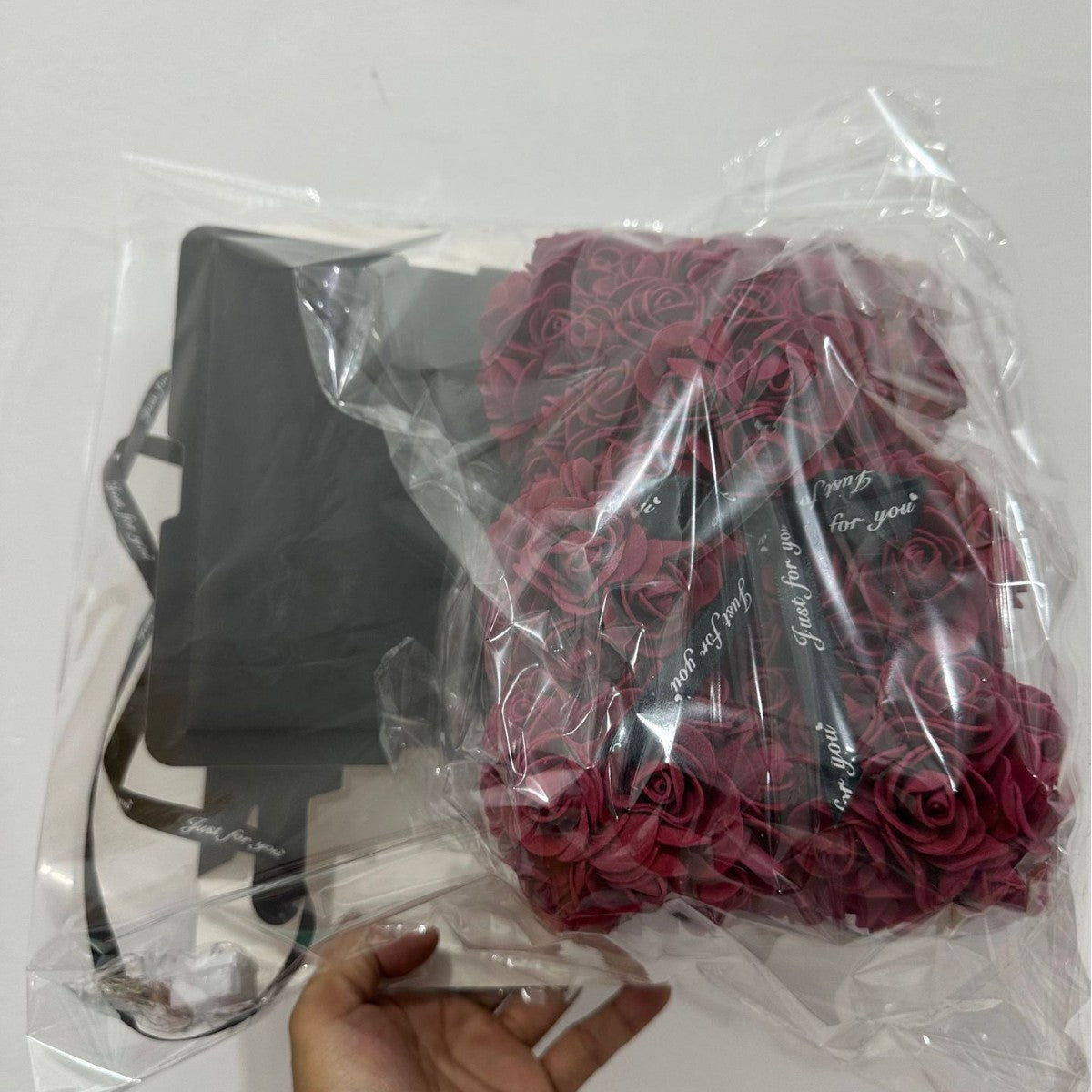 Eprolo foam flower bear with PE rose flowers in a gift box, perfect for Mother's Day and Valentine's Day celebrations.