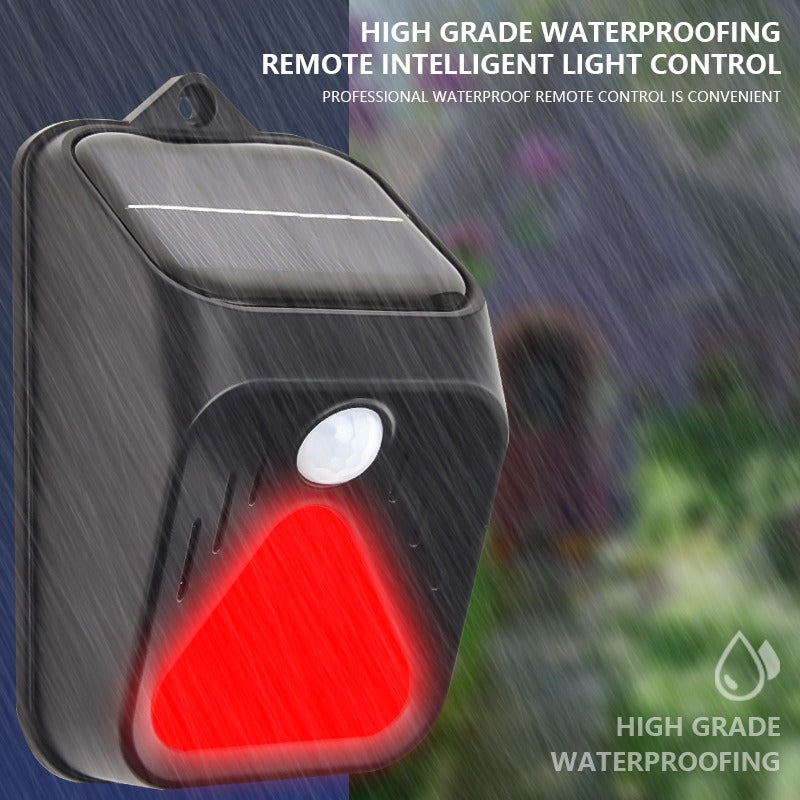 Eprolo solar alarm light with human body sensing and remote control, designed to deter animals with bright light and motion detection