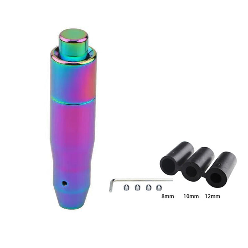 Eprolo personalized metal gear shift lever with colorful wave design, racing style, and handbrake handle in a close-up view.