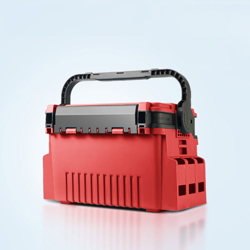 Eprolo portable 2-layer fishing tackle box with adjustable compartments, rod and cup holders for organized fishing gear.