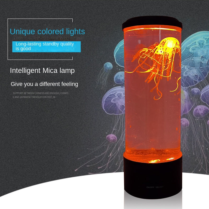 Eprolo medium jellyfish lamp with colorful LED lights, USB plug-in night light simulating floating jellyfish for home ambiance