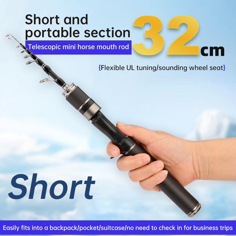 Portable ultra short carbon fiber telescopic fishing rod by eprolo, 1.5m to 1.8m, ideal for sea fishing with compact design.