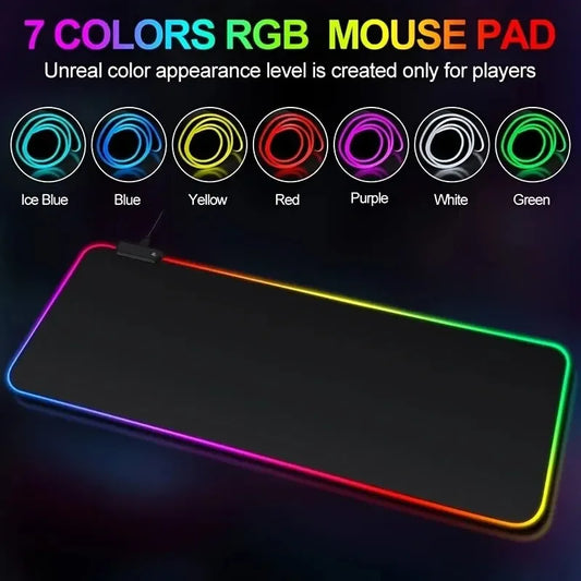 Large gaming and office mouse pad by eprolo with light mode touch control, soft surface, extended size, and non-slip rubber base