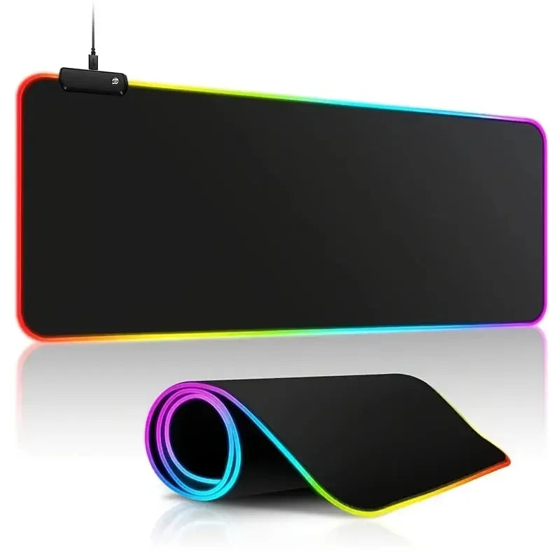 Eprolo large gaming and office mouse pad with light modes, touch control, soft surface, extended size, and non-slip rubber base