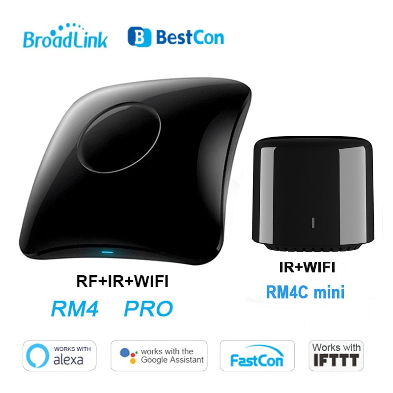 Eprolo Broadlink RM4 Pro mini smart home remote controller with WiFi, IR, RF, compatible with Alexa, shown in the image.