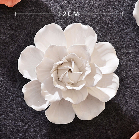 Ceramic 3D Wall Flowers - Hand-Painted Peony, Rose & Camellia Wall Decor for Wedding & Gift - American Smart