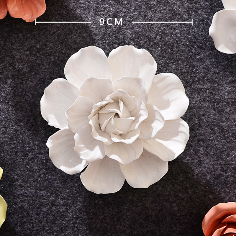 Ceramic 3D Wall Flowers - Hand-Painted Peony, Rose & Camellia Wall Decor for Wedding & Gift - American Smart
