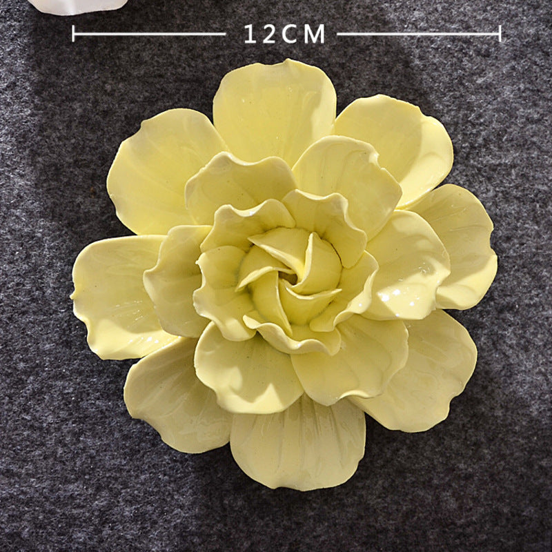 Ceramic 3D Wall Flowers - Hand-Painted Peony, Rose & Camellia Wall Decor for Wedding & Gift - American Smart