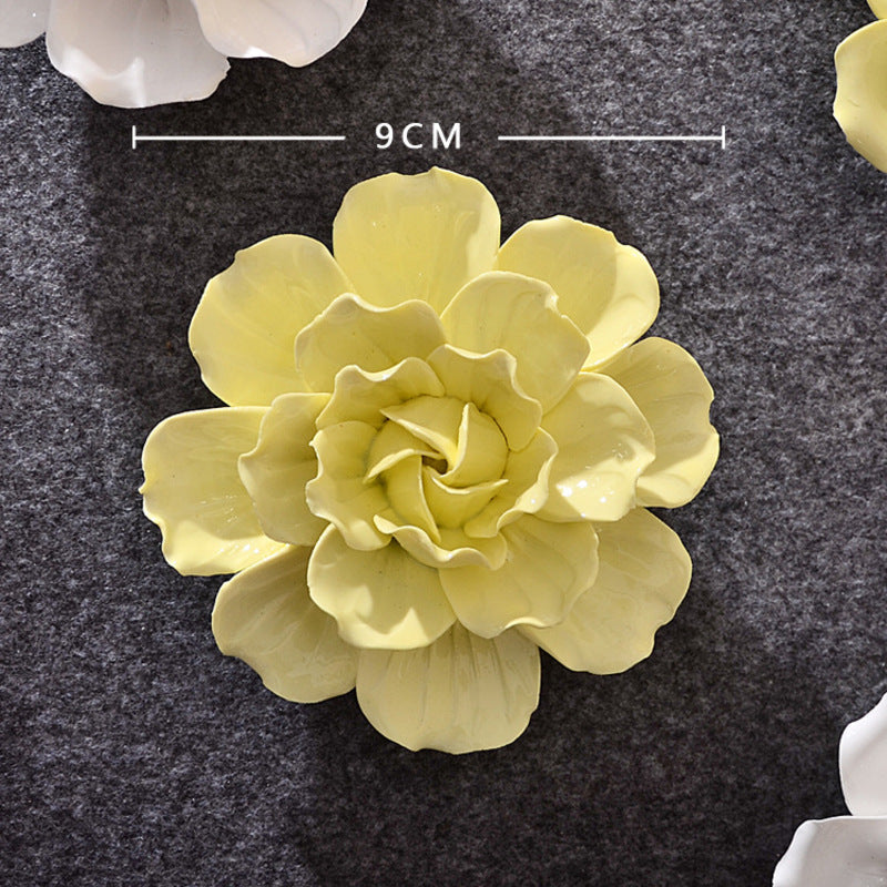 Ceramic 3D Wall Flowers - Hand-Painted Peony, Rose & Camellia Wall Decor for Wedding & Gift - American Smart