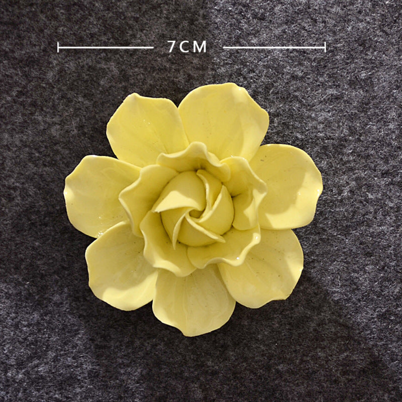 Ceramic 3D Wall Flowers - Hand-Painted Peony, Rose & Camellia Wall Decor for Wedding & Gift - American Smart