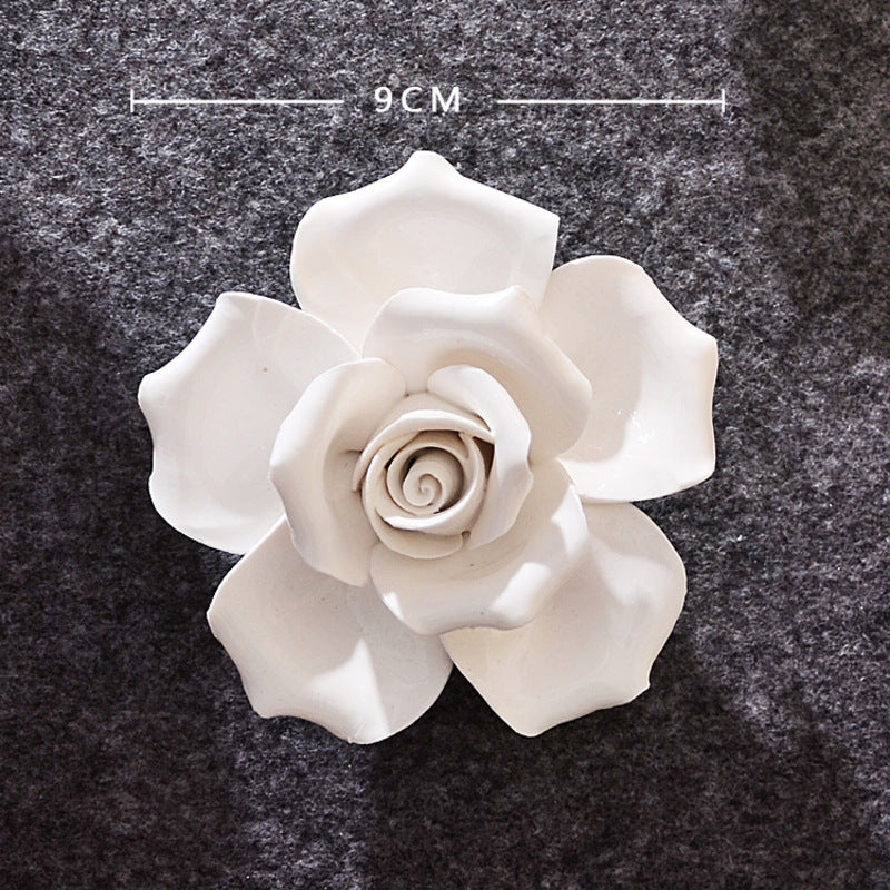 Ceramic 3D Wall Flowers - Hand-Painted Peony, Rose & Camellia Wall Decor for Wedding & Gift - American Smart