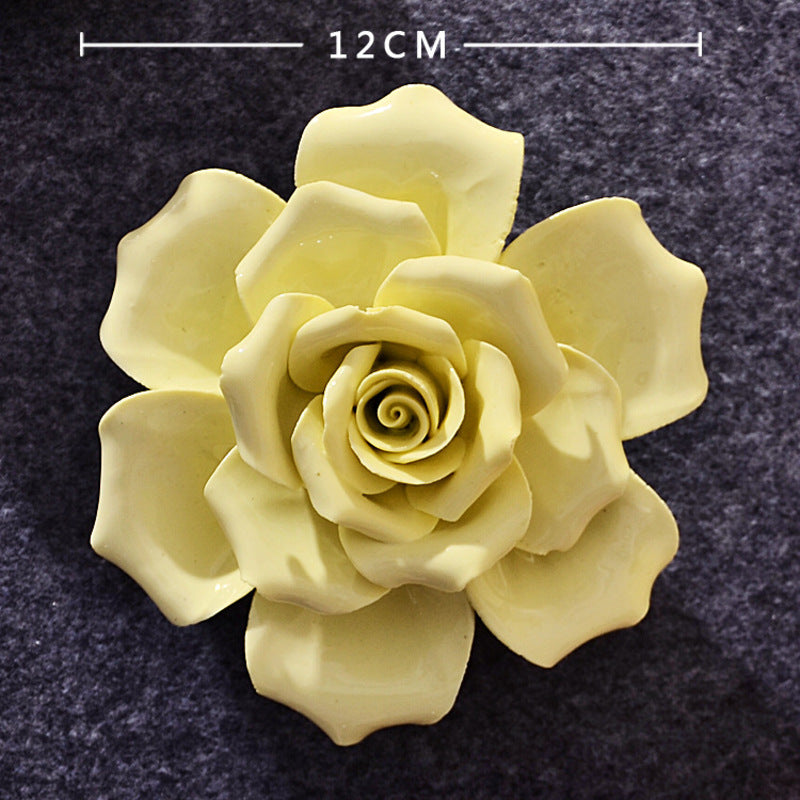 Ceramic 3D Wall Flowers - Hand-Painted Peony, Rose & Camellia Wall Decor for Wedding & Gift - American Smart