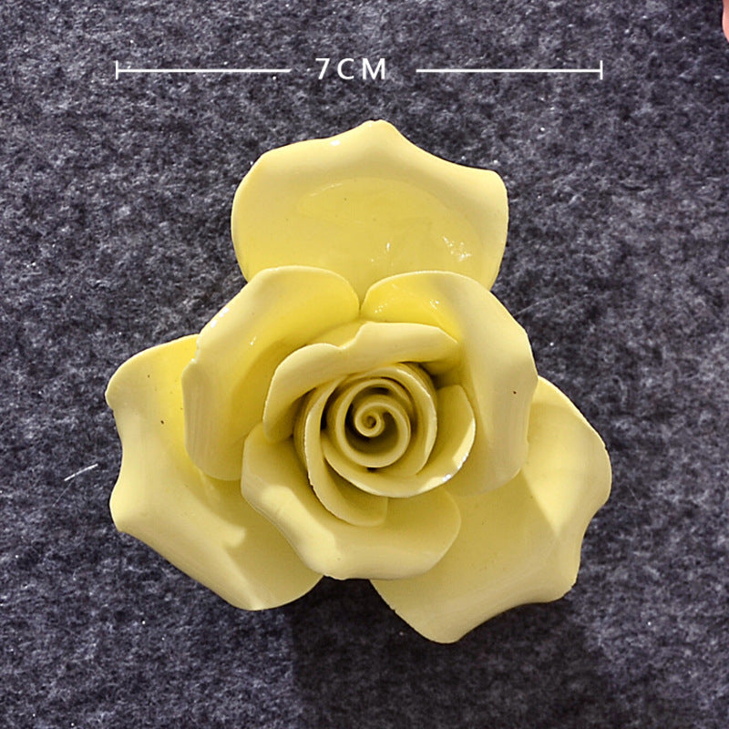 Ceramic 3D Wall Flowers - Hand-Painted Peony, Rose & Camellia Wall Decor for Wedding & Gift - American Smart