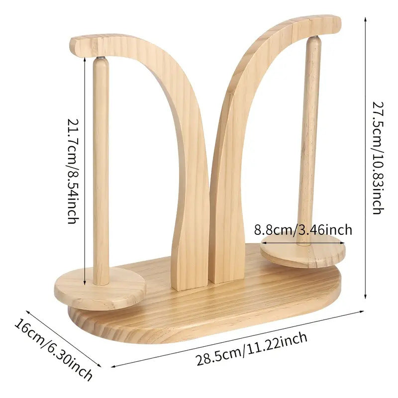 Magnetic levitation wool winder by eprolo with wooden stand, portable hand spun yarn spinner for manual crochet and thread support.