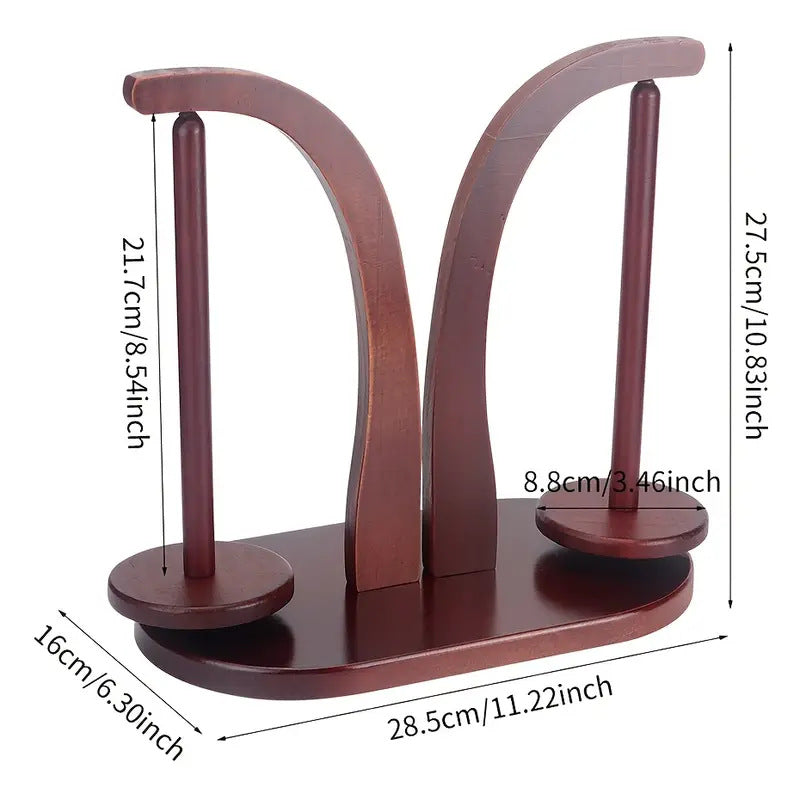 Portable magnetic levitation wool winder by eprolo with wooden stand, spinning yarn support for manual crochet and yarn spinning.