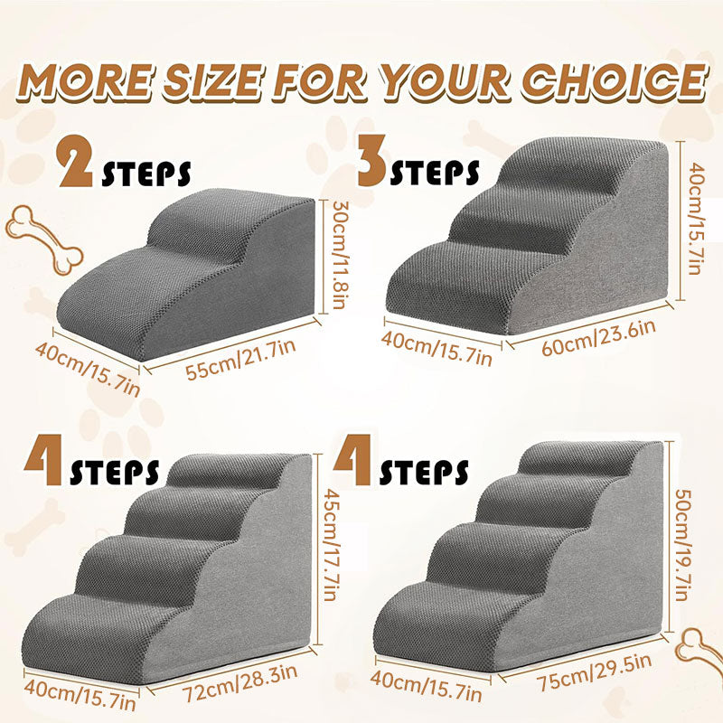 eprolo pet dog stair ramp with bone handle, designed for elderly dogs to access couch and bed safely, protecting joints.