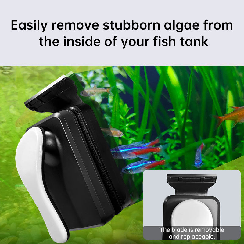 Strong Magnetic Aquarium Cleaner, Floating Algae Scraper Brush with Non-Slip Handle for Small, Medium & Large Fish Tanks - American Smart