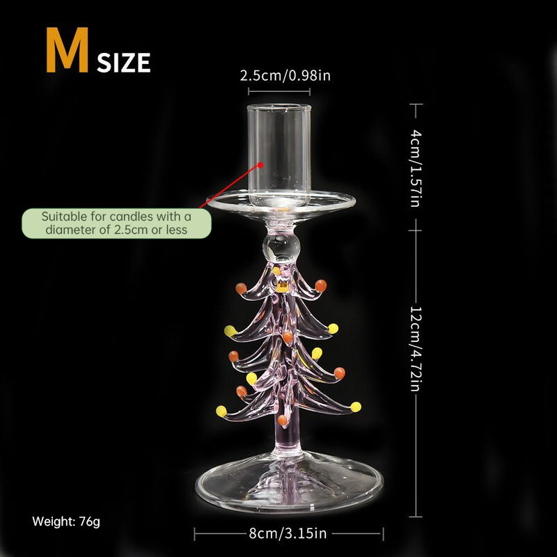 Eprolo Nordic borosilicate glass candle holder shaped like a Christmas tree, tabletop decor for holiday home decoration.