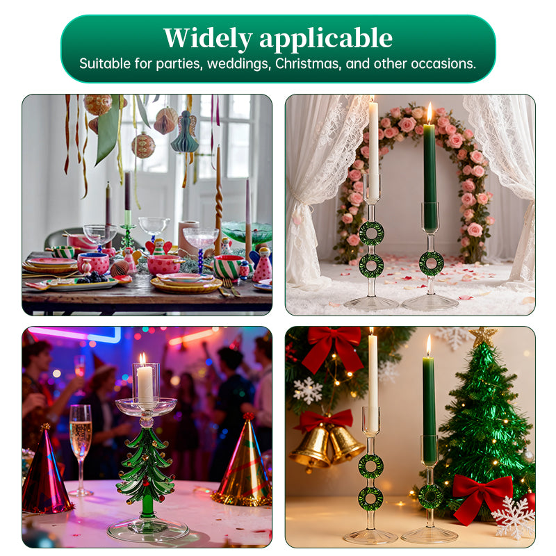 Nordic borosilicate glass candle holder shaped like a Christmas tree, tabletop decor for home holiday decoration.