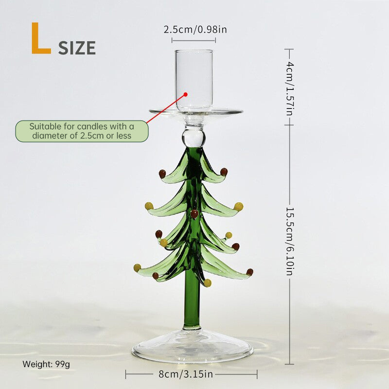Eprolo Nordic borosilicate glass candle holder shaped like a Christmas tree, tabletop decor for holiday home decoration.