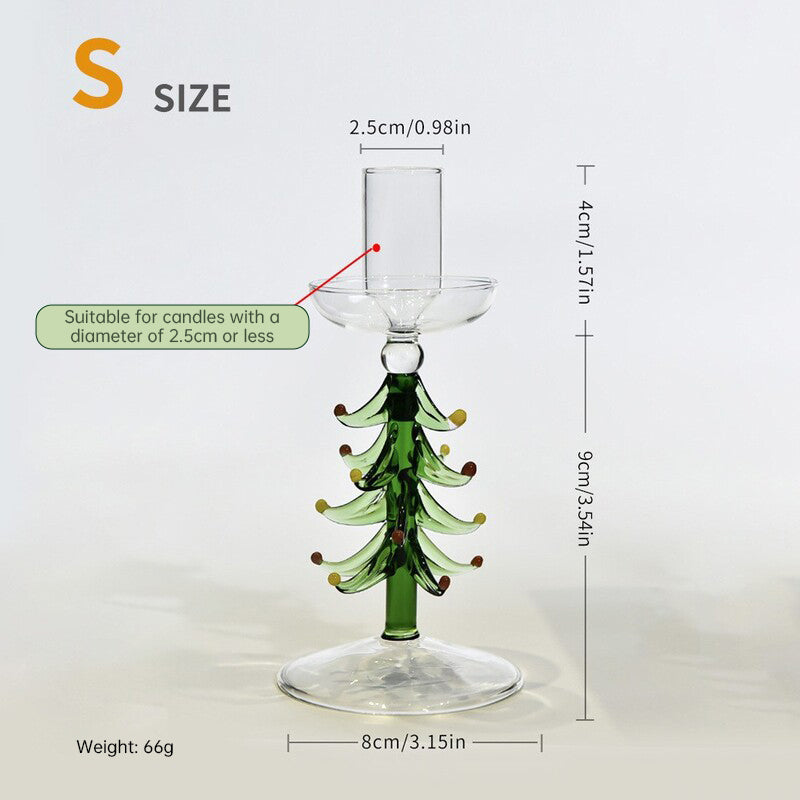 Nordic borosilicate glass candle holder shaped like a Christmas tree, perfect for festive home tabletop decor by eprolo.
