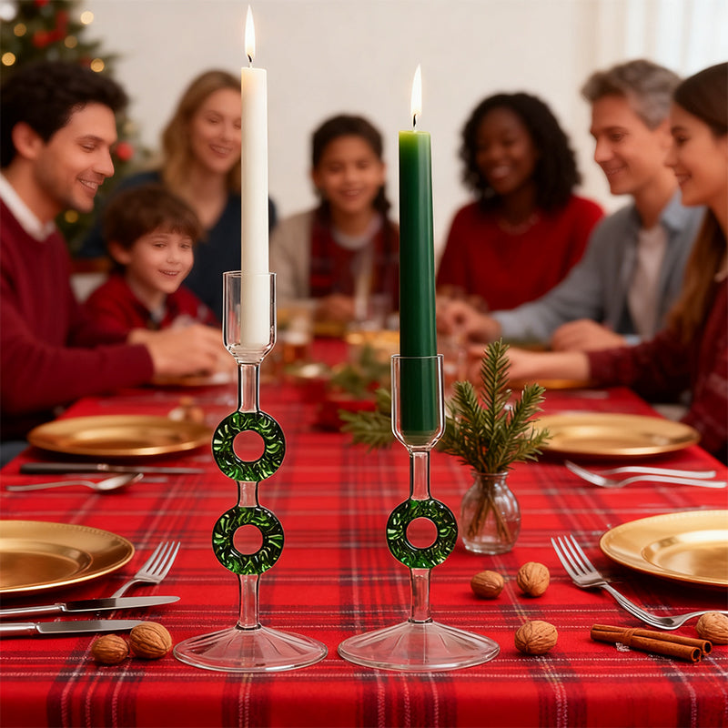 Eprolo Nordic borosilicate glass candle holder shaped like a Christmas tree for festive tabletop home decor