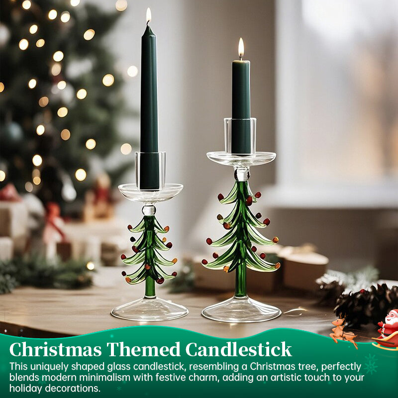Nordic borosilicate glass candle holder shaped like a Christmas tree, tabletop decor for home holiday decoration.