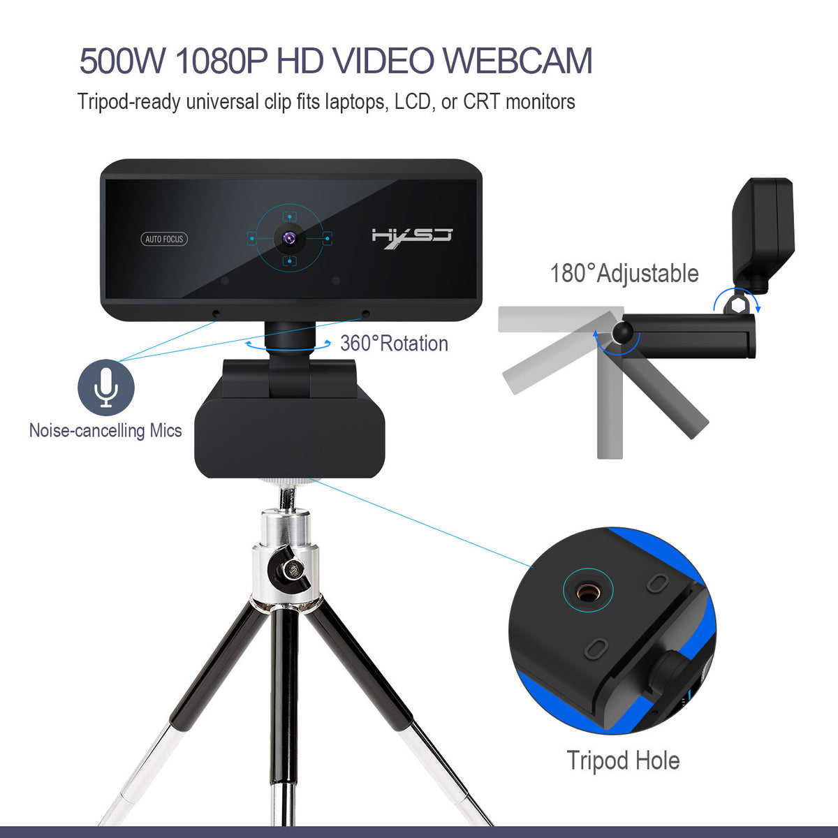 Computer video computer camera with 5 million autofocus and support for 720P1080P video - American Smart