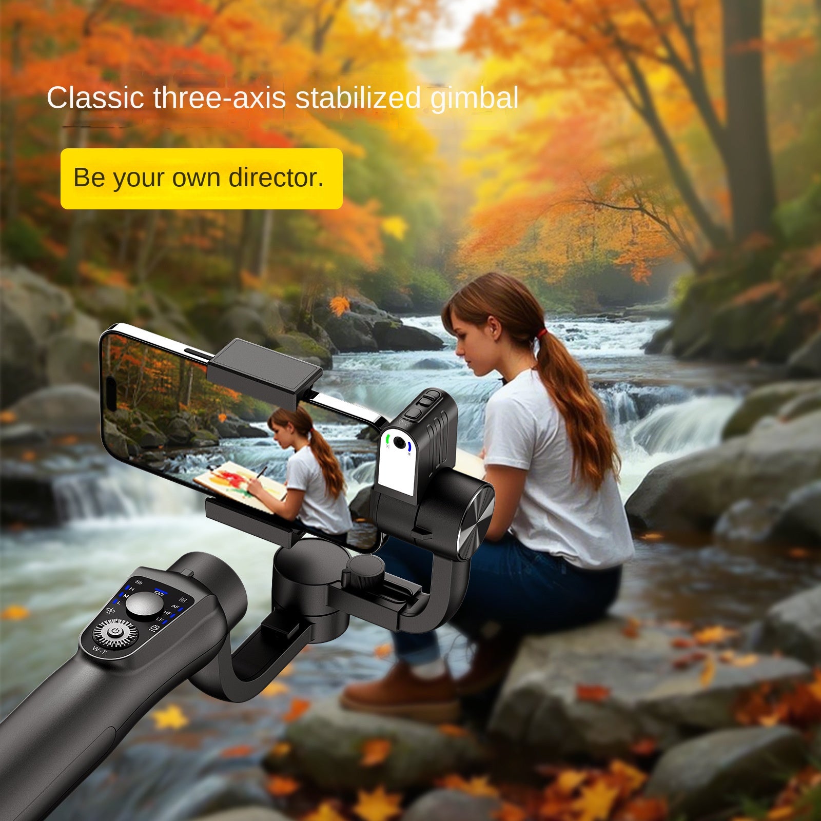 Eprolo S5B classic handheld three-axis gimbal stabilizer for smartphones, featuring orthogonal anti-shake technology.