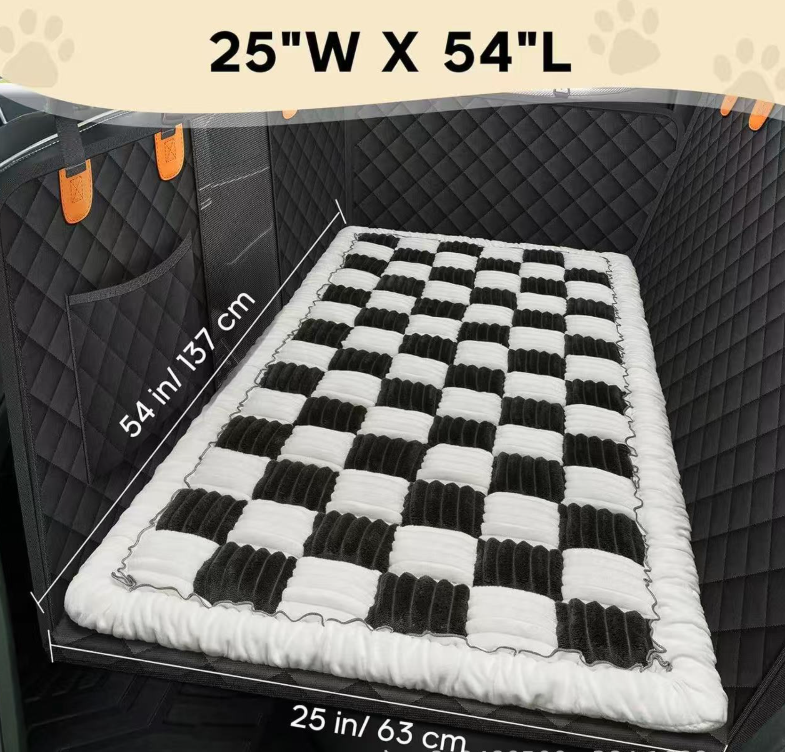 Eprolo checkered dog bed sleeping car mat, thickened seat pad for pets, back seat cushion for car travel, in stock
