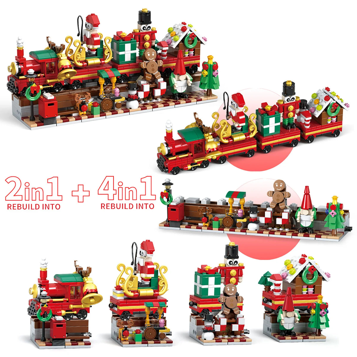 Christmas Building Blocks, 24 Days Countdown Calendars Blind Box, Christmas Trains Santa Claus Railcar Building Bricks - American Smart