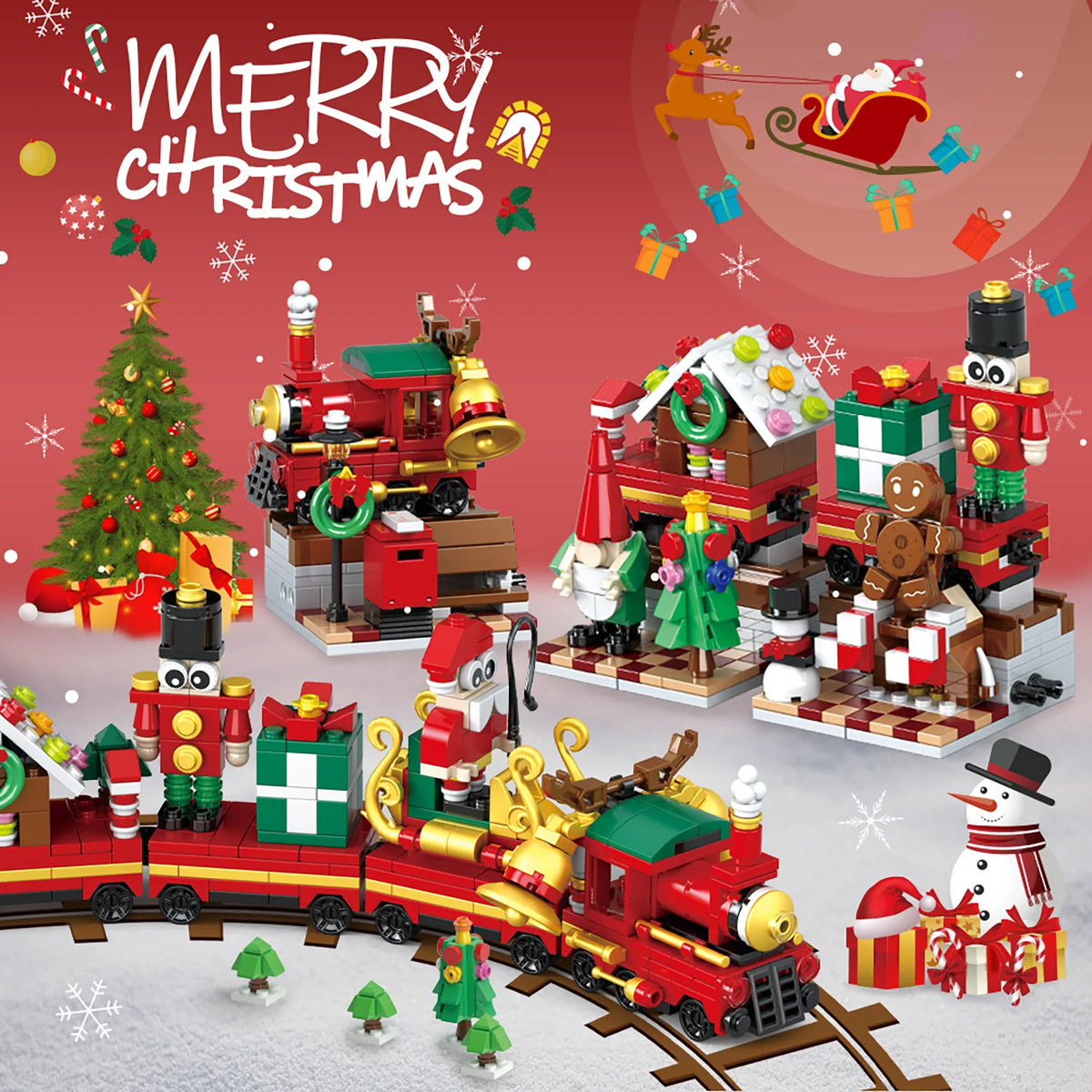 Christmas Building Blocks, 24 Days Countdown Calendars Blind Box, Christmas Trains Santa Claus Railcar Building Bricks - American Smart
