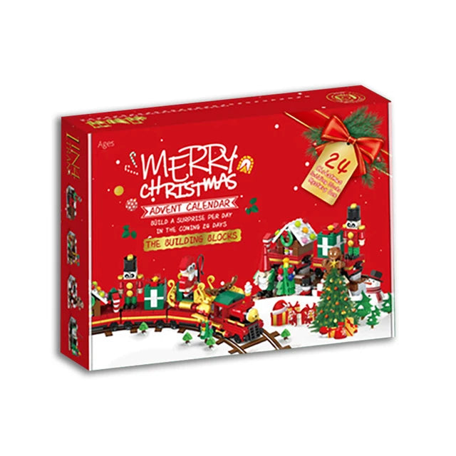 Christmas Building Blocks, 24 Days Countdown Calendars Blind Box, Christmas Trains Santa Claus Railcar Building Bricks - American Smart