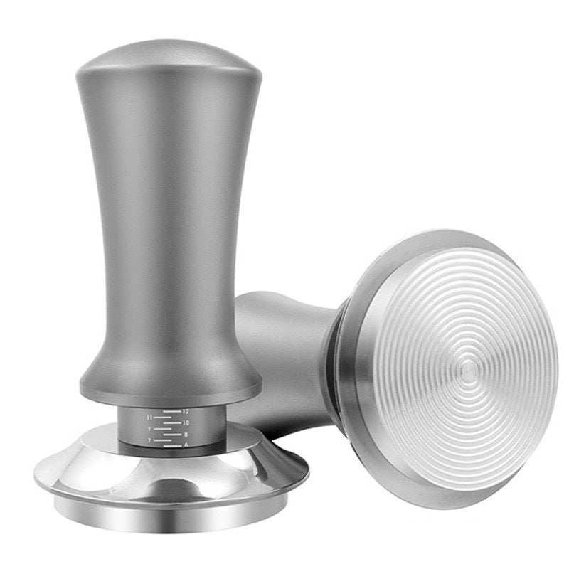 Eprolo 304 stainless steel adjustable coffee tamper with built-in scale for precise espresso tamping and consistency