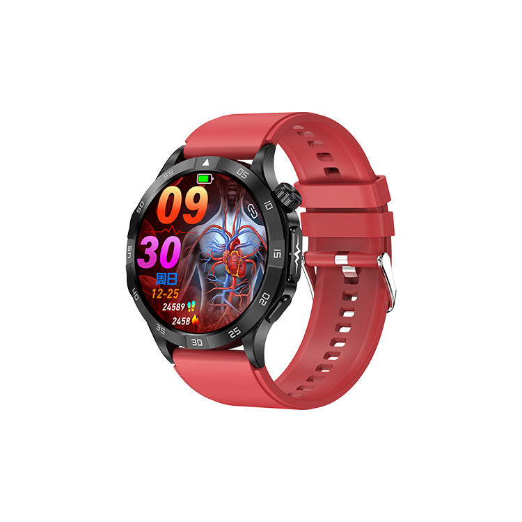 Eprolo ET381 smart watch displaying ECG, blood oxygen, heart rate, and body temperature on a digital screen.