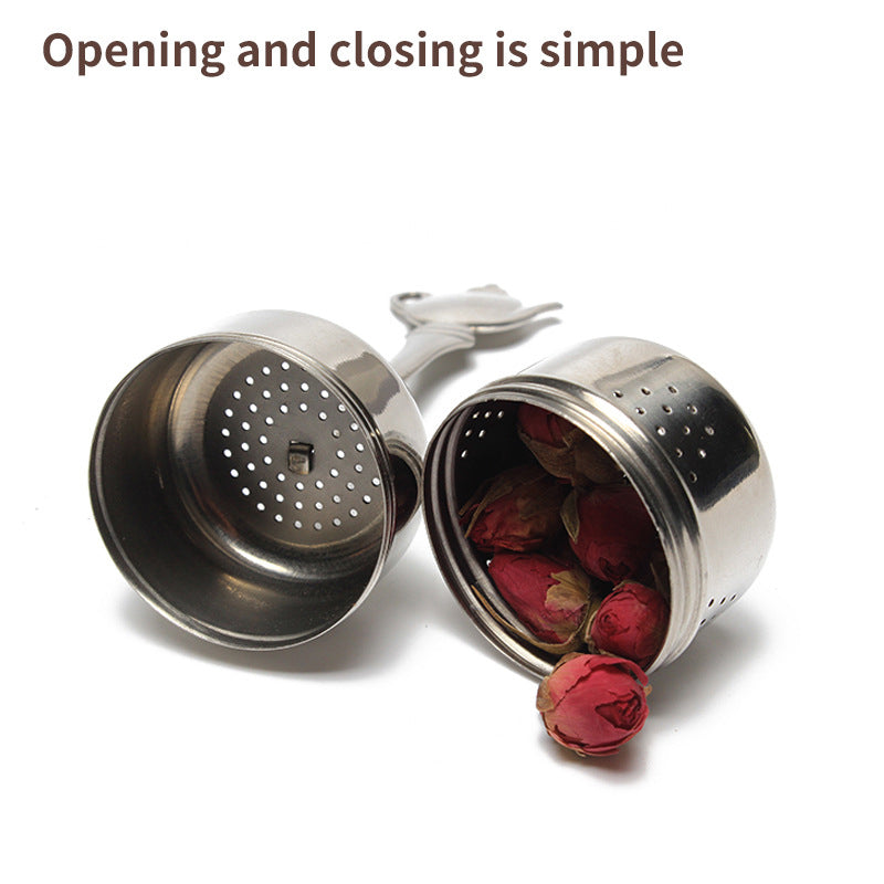Stainless steel 304 tea infuser with handle by eprolo, featuring a creative tea ball design for brewing loose leaf tea.