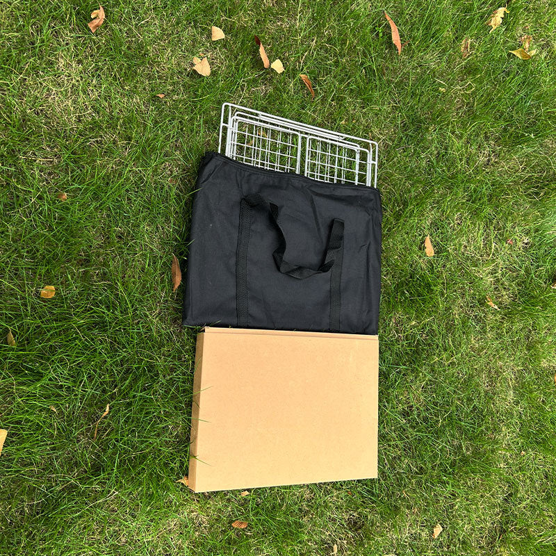 Eprolo IGT stainless steel folding basket with drain and wash features, ideal for camping table storage and organization.
